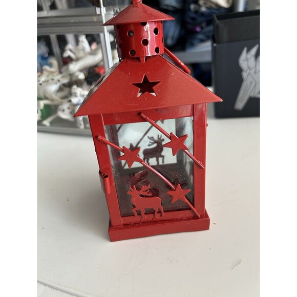 Red Avon Decorative Holiday Mini Tealight Lantern Reindeer 2009 Christmas - Picture 1 of 4